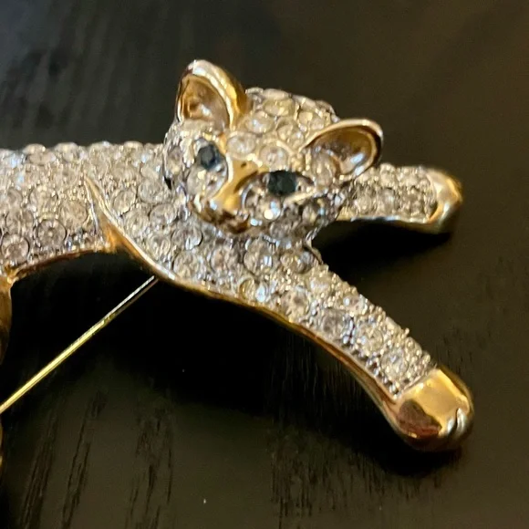 For Lisa Vintage large cat shoulder pin/brooch, rhinestone - Picture 3 of 4